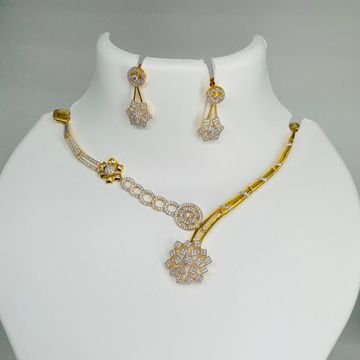 22k gold designer diamond necklace set by Sangam Jewellers