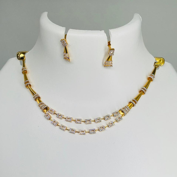 916 gold 2 line diamond necklace set by Sangam Jewellers